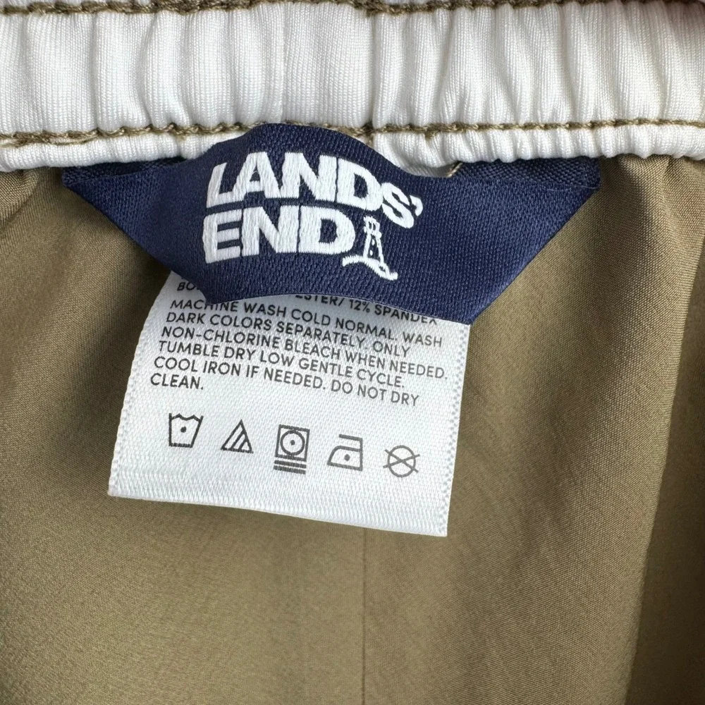 Lands End Performance Shorts Mens XL Khaki Tan Stretch Cargo Hiking Gorpcore